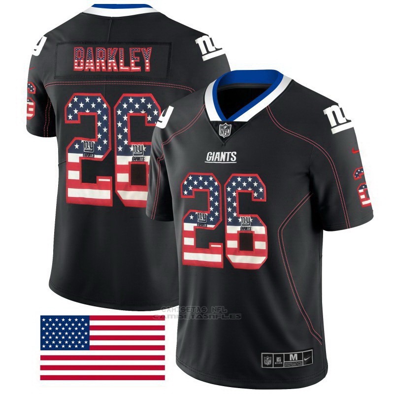 Camiseta NFL Limited Hombre New York Giants 26 Saquon Barkley Negro Rush